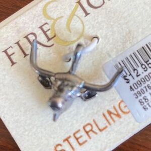 Fire & Ice Sterling Silver Bullhorn Longhorn Cow Bull Charm Country Western